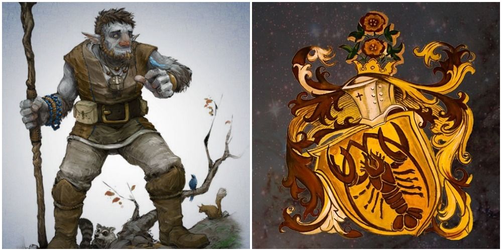 A fierbolg next to art depicting the Cancer sign