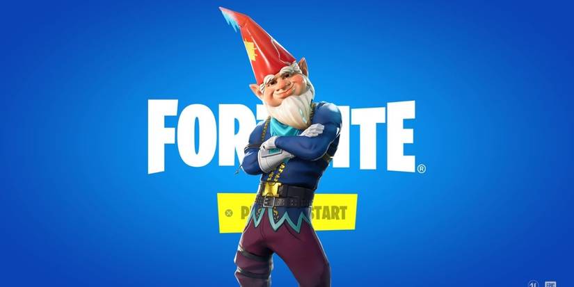 Fortnite gnome with arms crossed on top of Home Screen