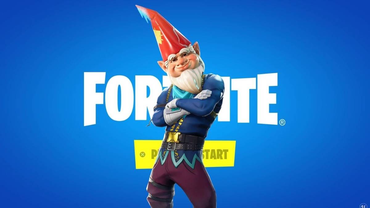 Fortnite gnome with arms crossed on top of Home Screen