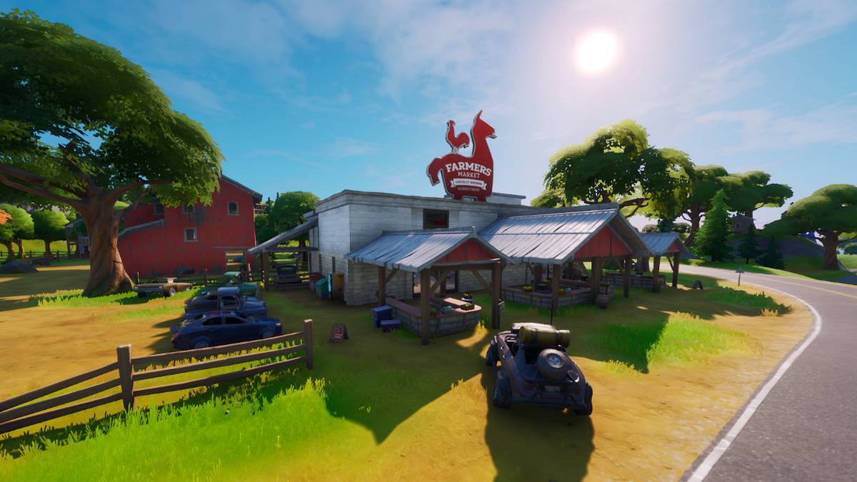 fortnite destroy apple and tomato produce boxes at the orchard farmers market