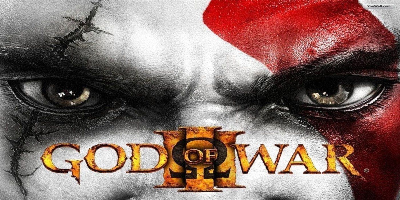 God of war 3 title with Kratos' face