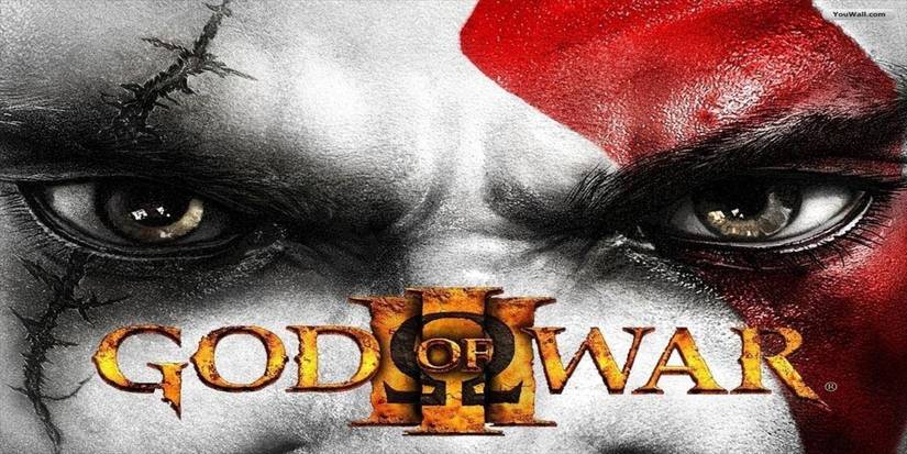 God of war 3 title with Kratos' face