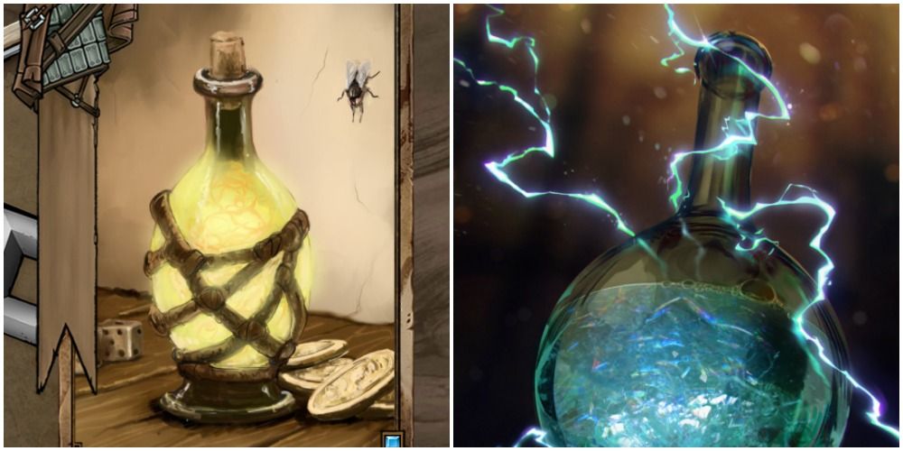 two potions in gwent cropped to only show their art.