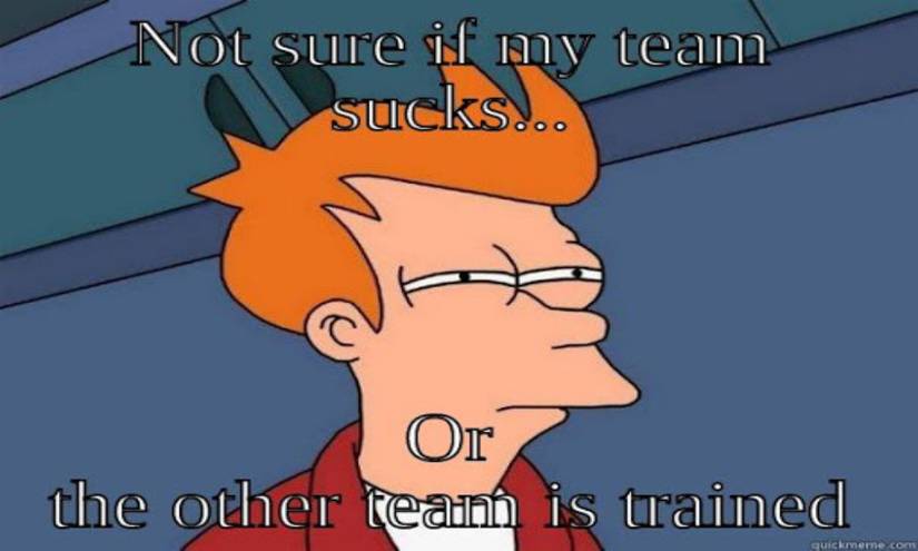 featured image of a simpson thinking with the caption "Not sure if my team sucks, or the other team is trained."