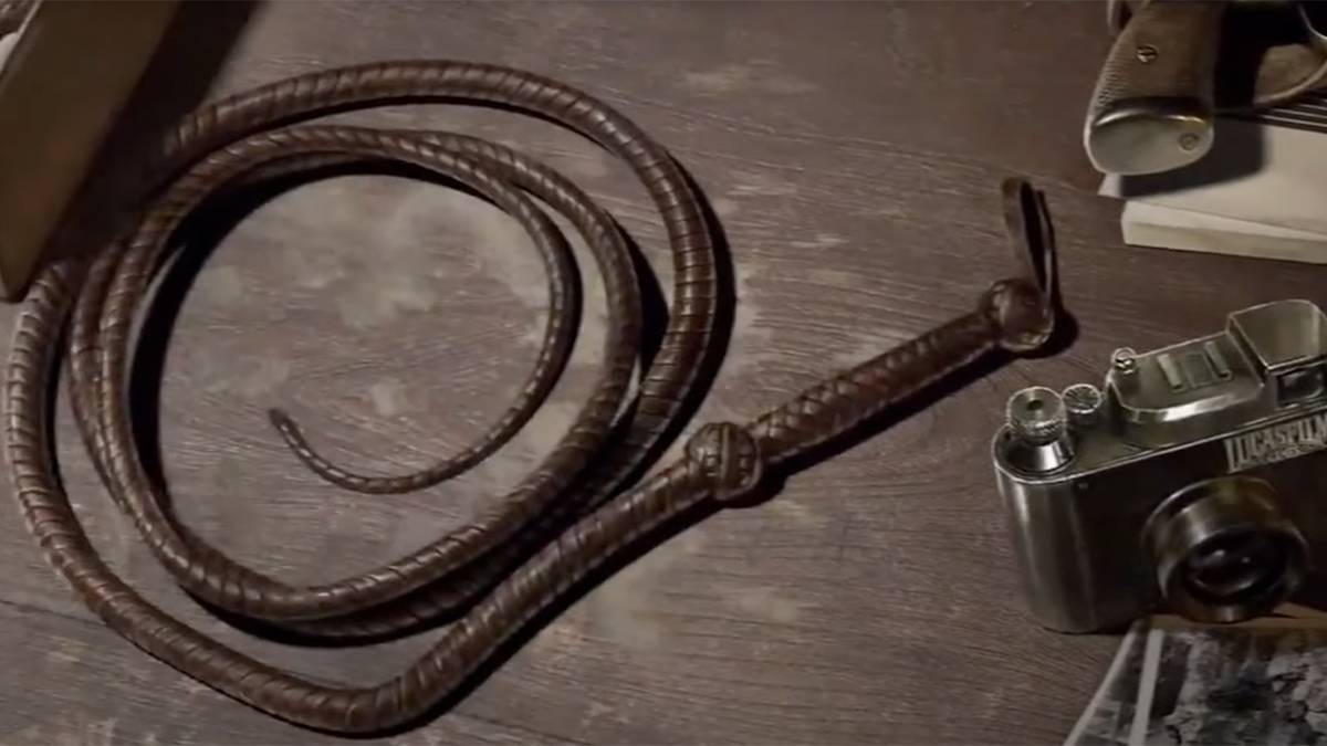Indiana Jones' whip on a table