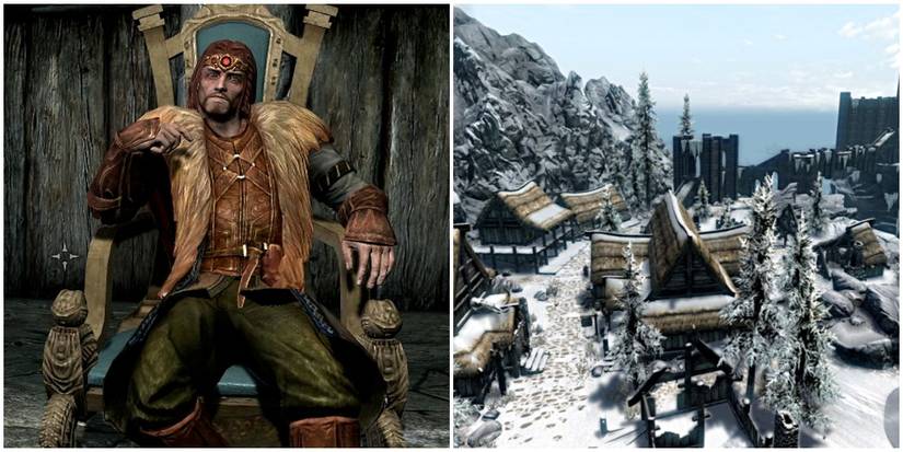 Korir beside an image of Winterhold
