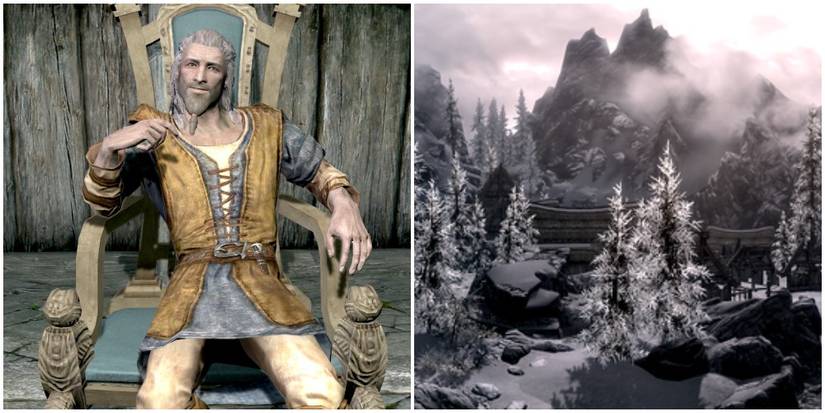 Kraldar beside an image of Winterhold