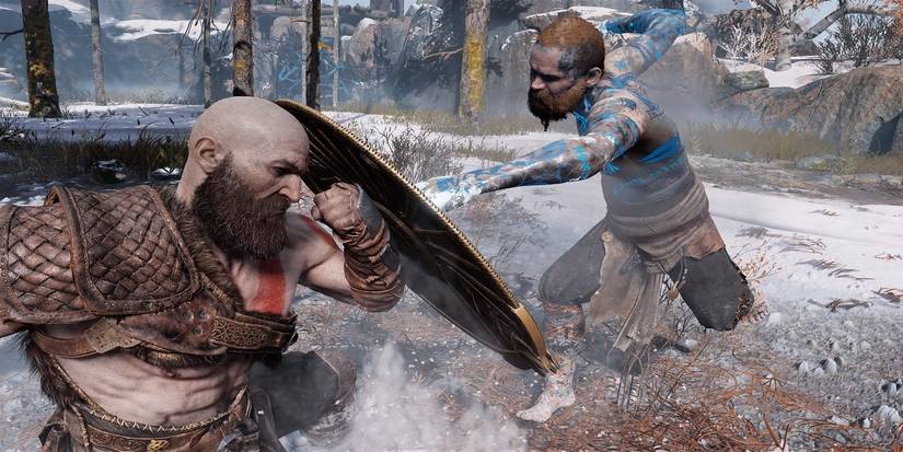 kratos vs baldur shield block gow