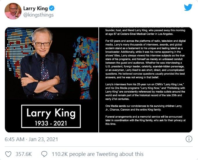 larry king tweet