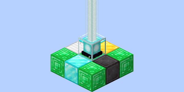 Beacons are used on top of some blocks.