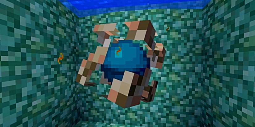 a conduit in minecraft being activated underwater.
