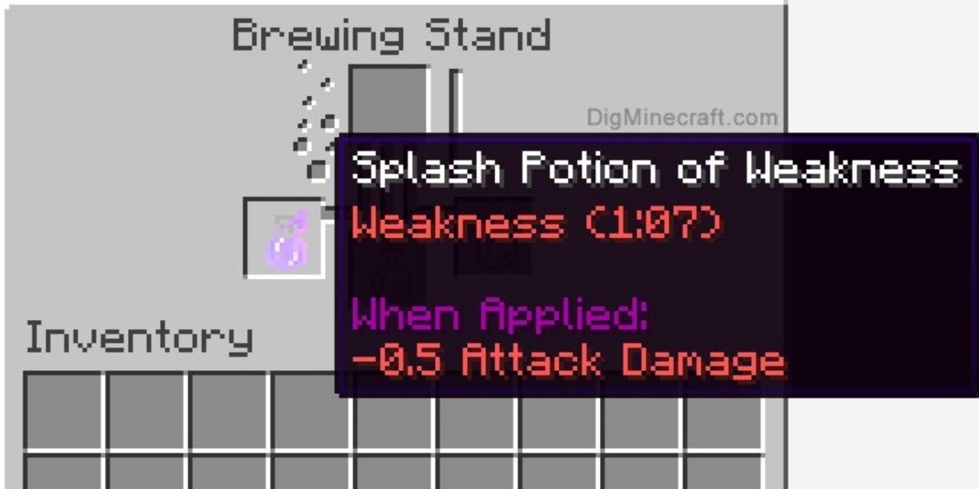 Minecraft how to make a splash potion of weakness