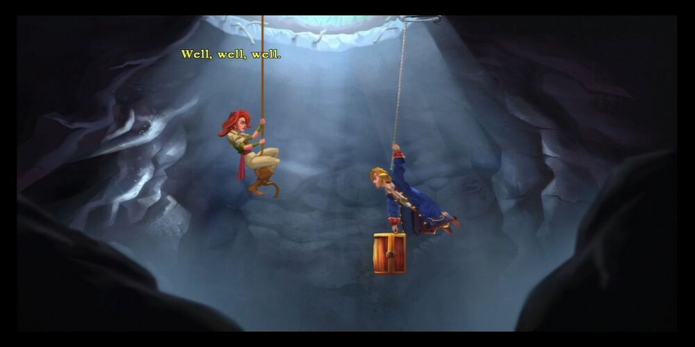 Monkey Island 2, Guybrush and Elaine dangling