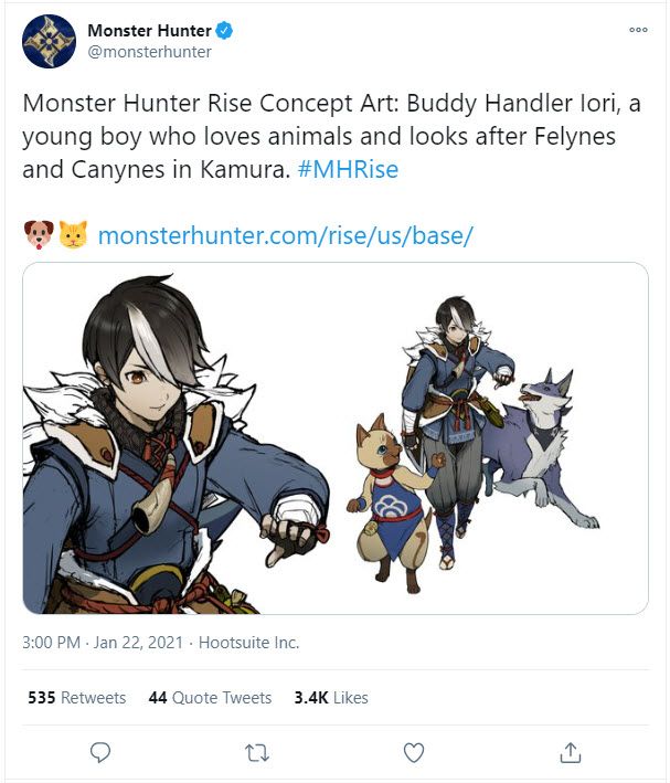 monster hunter rise iori tweet