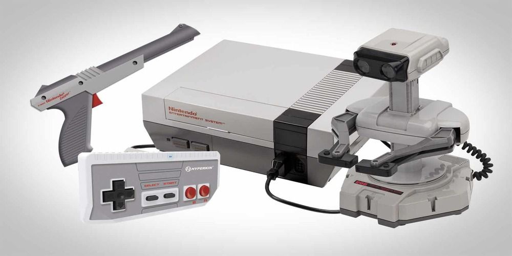 NES console, controller + Zapper + R.O.B.