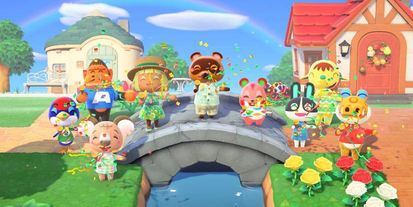 animal crossing new horizons tom nook celebration villagers