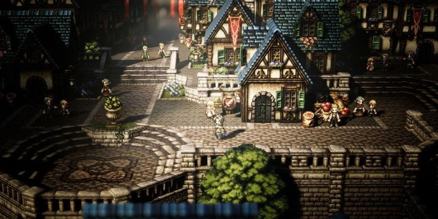 octopath traveler town pixel graphics