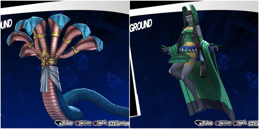 a many headed snake and a japanese goddess