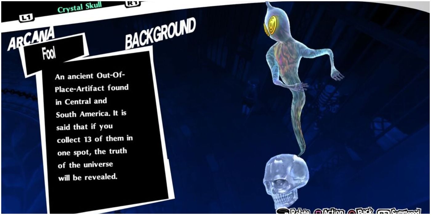 the fool arcana persona is a spirit in a crystal skull