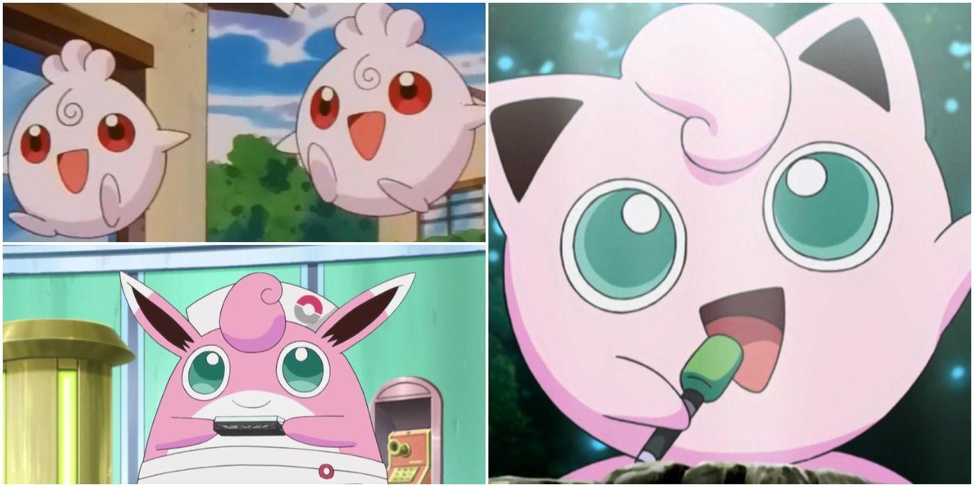 the round pink pokemon line of normal and fairy types in the tv show.