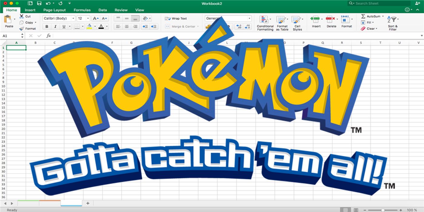 Pokemon Logo over excel spreadsheet