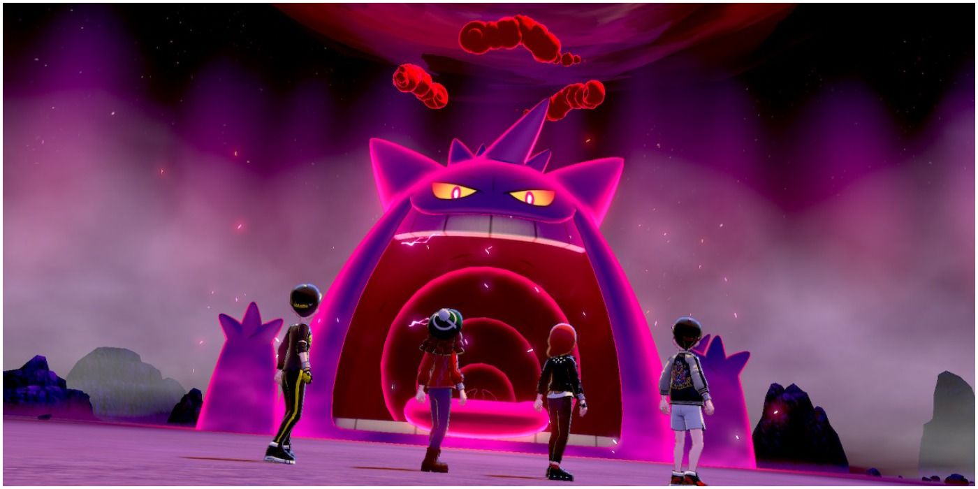 the huge form of the ghost and poison pokemon in pokemon sword and shield.