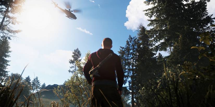 player watching helicopter