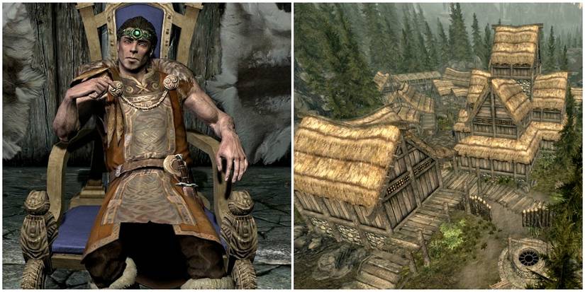 Jarl Siddgeir beside an image of Falkreath