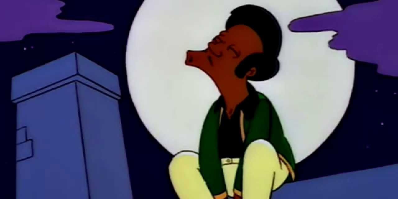 A still from the Simpsons episode Homer And Apu (S05E13)