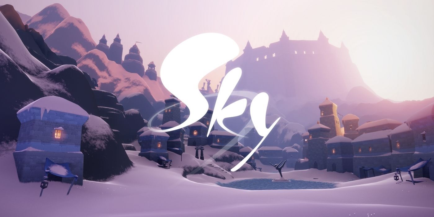 Wintry landscape behind the logo for Sky