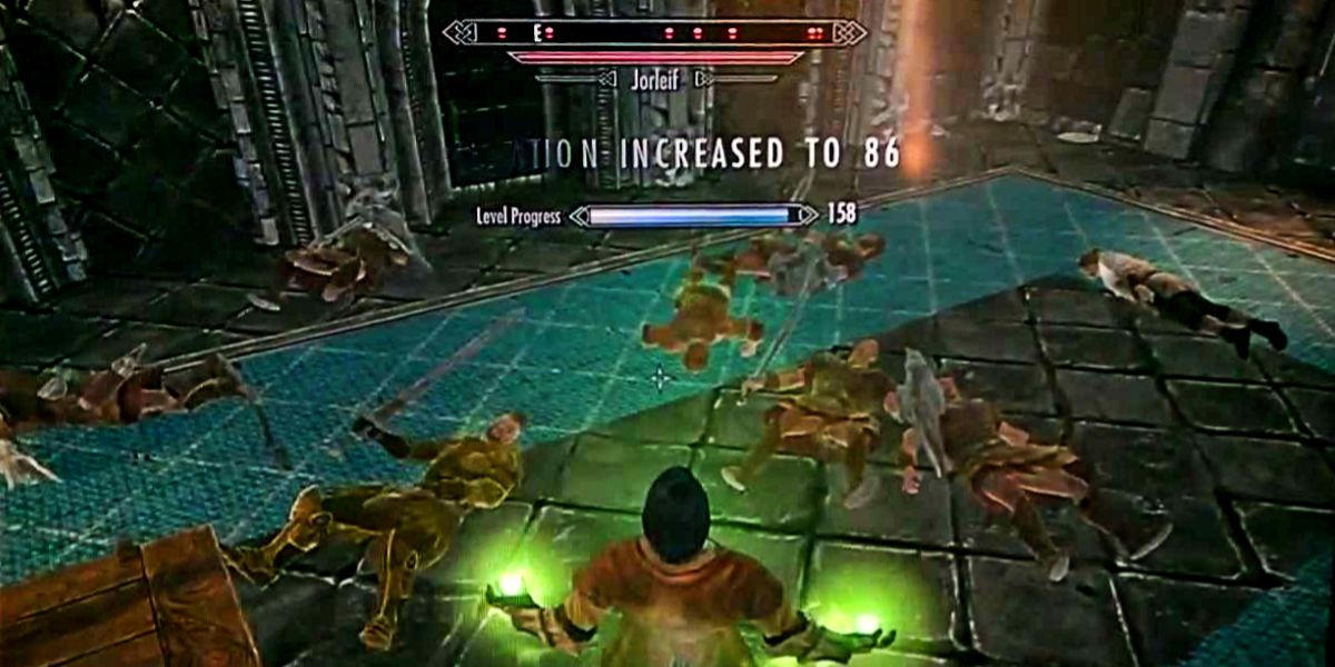 player using the master level alteration spell in skyrim.