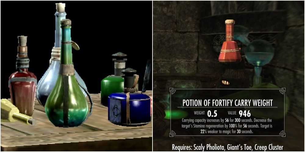 A collection of potions, and a homemade potion with several effects