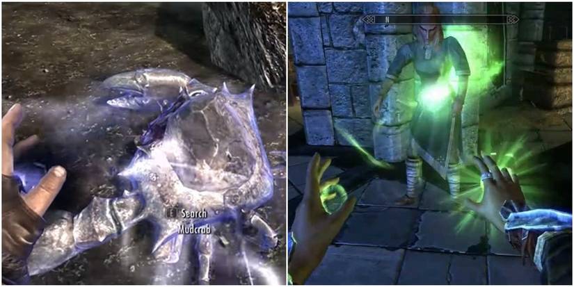 player using conjuration and alteration spells.