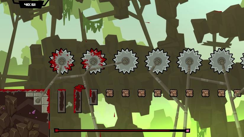 super meat boy platform segment with several buzzsaws