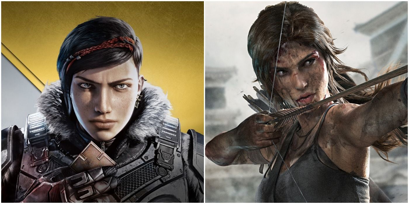 (Left) Kait Diaz from Gears 5 (Right) Tomb Raider (2013) promotional image of Lara Croft