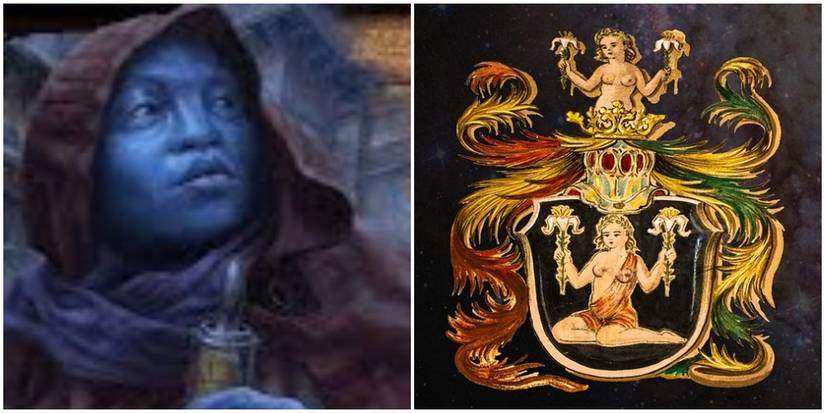 A vedalken next to art depicting the Virgo sign