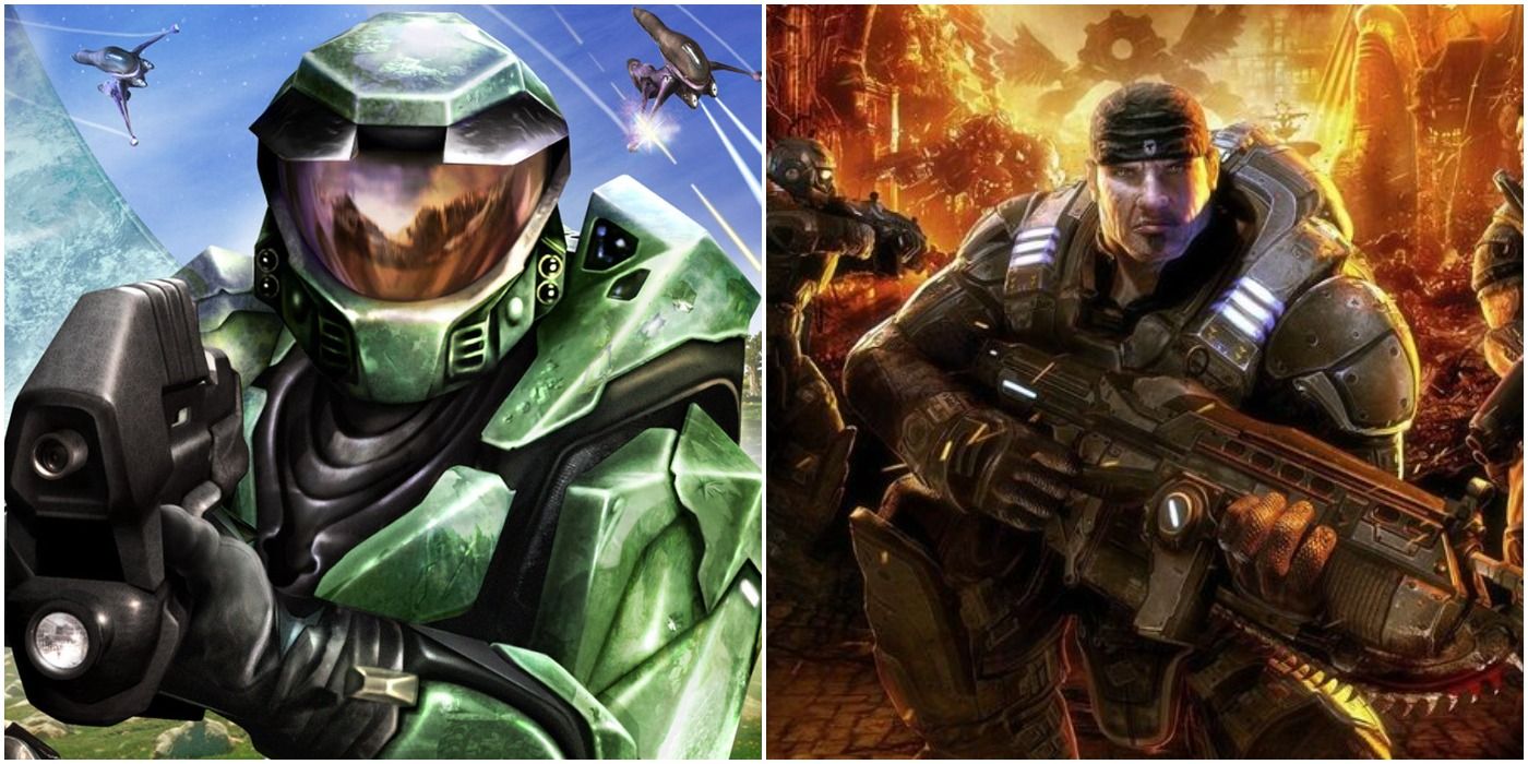 (Left) Halo: Combat Evolved front cover (Right) Gears of War 1 front cover