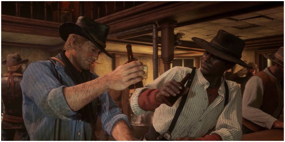 Arthur drinking alcohol with Lenny in Valentine