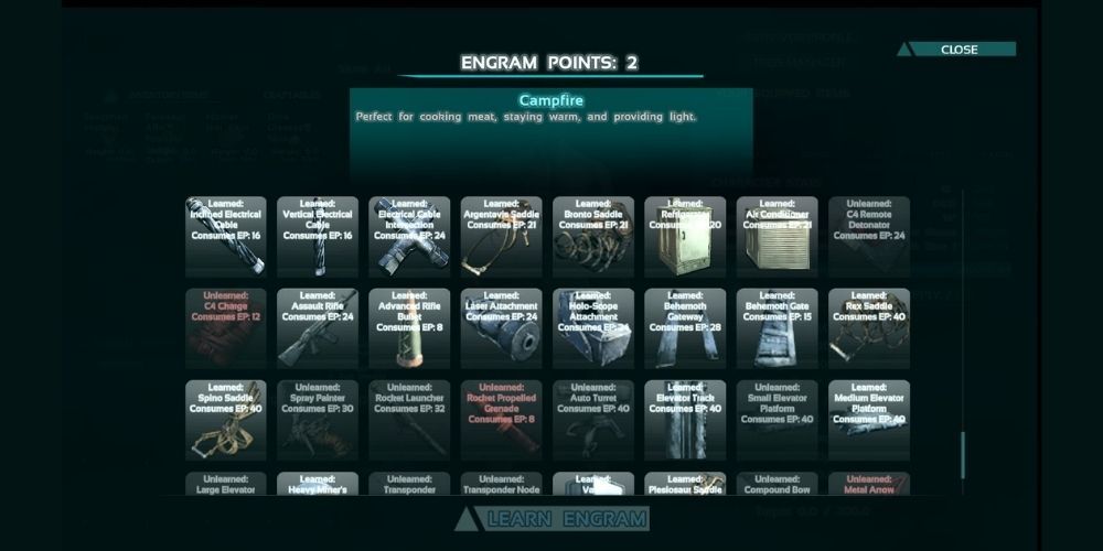 ARK: Survival Evolved Screenshot of Engram Points and Unlockable Items