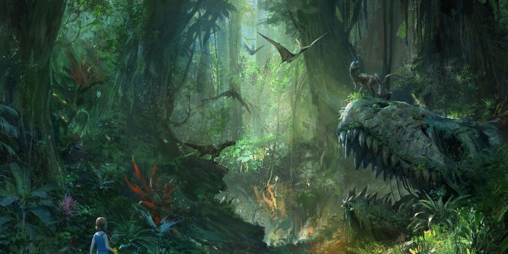 ARK Survival Evolved Poster with Rex Skeleton in Jungle