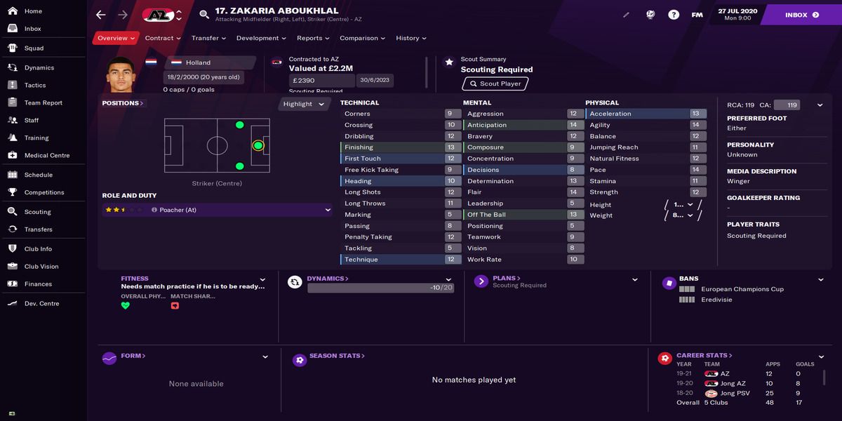 Football Manager 21 - Aboukhlal profile