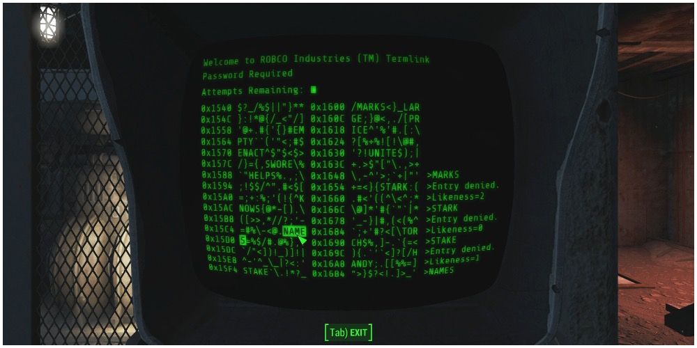 A player using a terminal in the wasteland