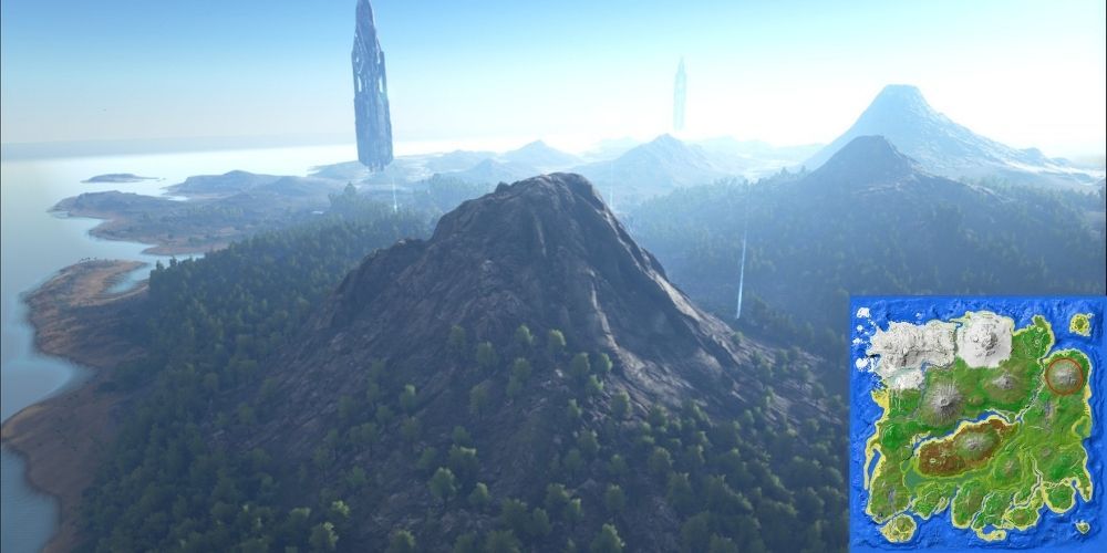 Ark: Survival Evolved Far's Peak Screenshot with Map Included