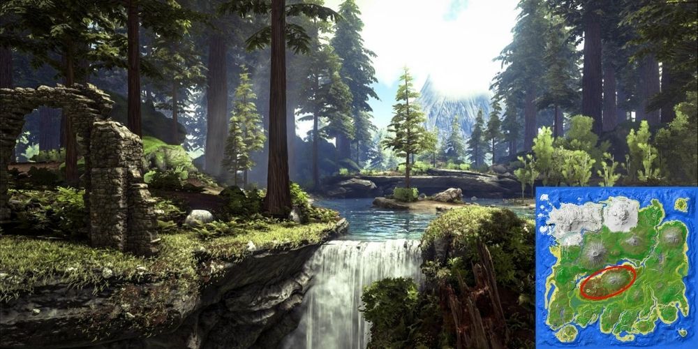 Ark Survival Evolved Redwood Forest Screenshot with Map Included