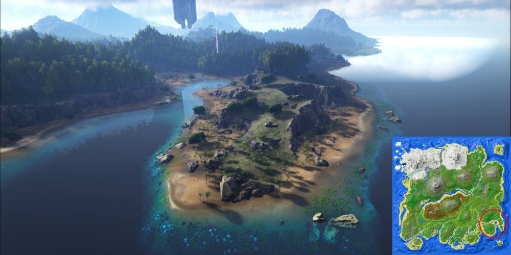 Ark: Survival Evolved Southeastern Shores Screenshot with Map Included