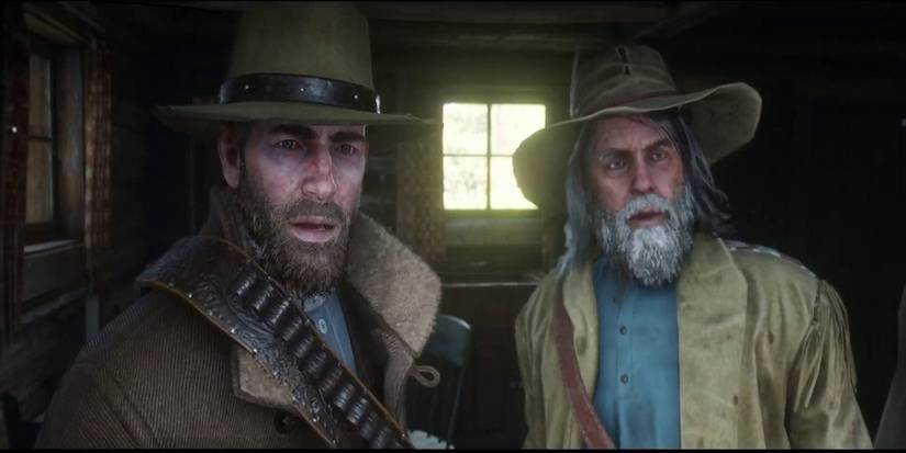 RDR2 Arthur Morgan and Hamish Sinclair Leaving His Cabin