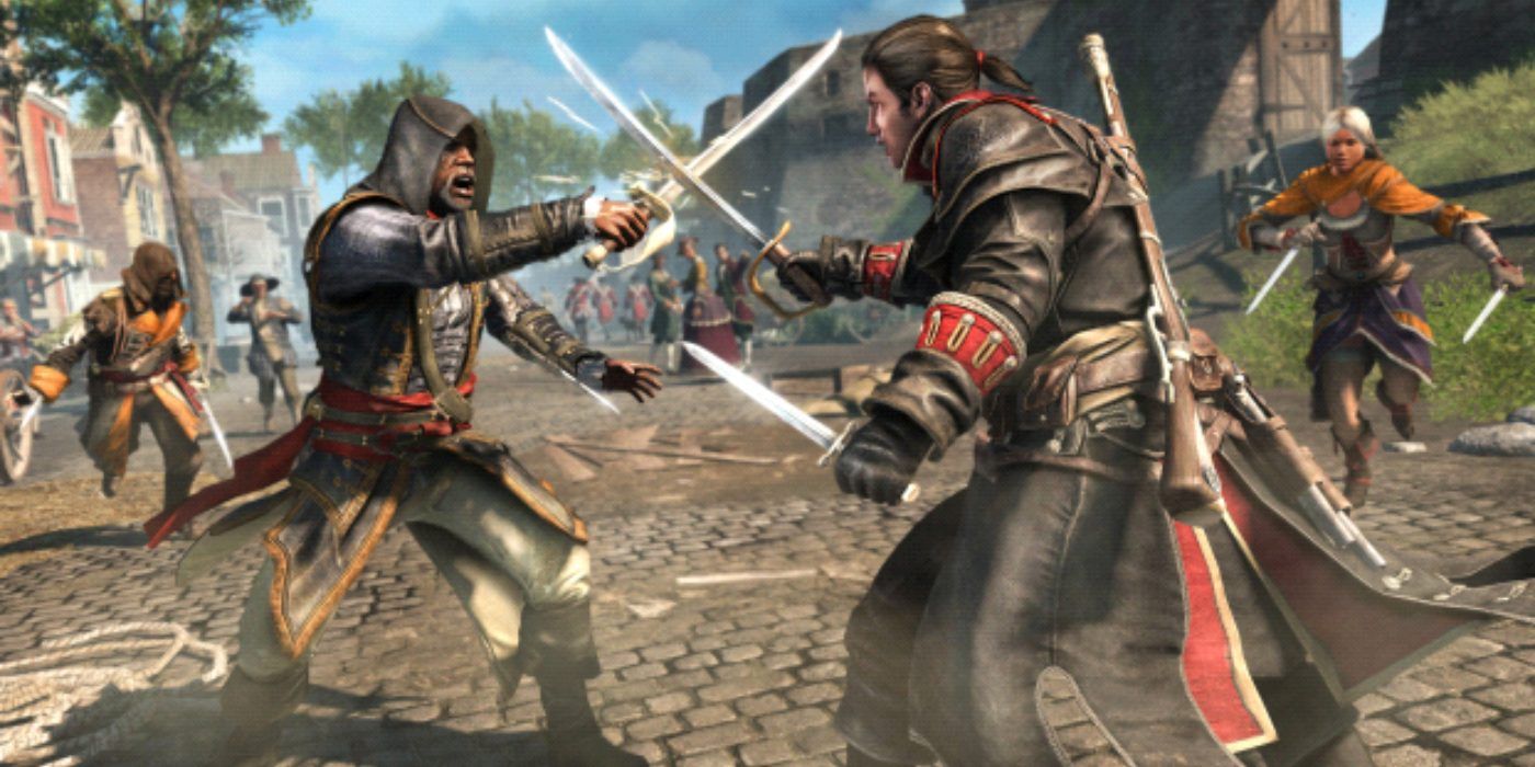 Assassins Creed Rogue Shay Cormac sword-fighting an assassin