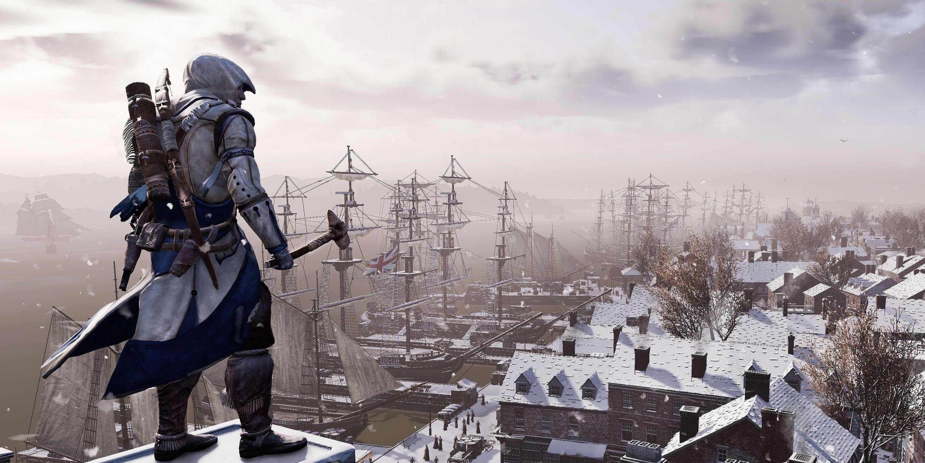 assassins creed Conor overlooking city