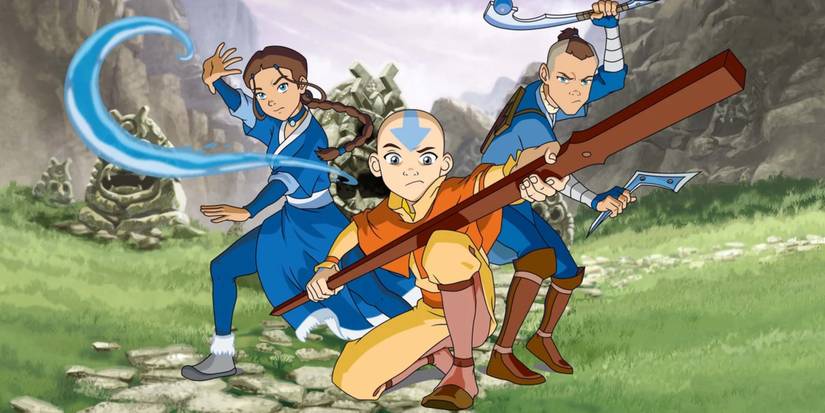 Katara, Aang, and Sokka in Avatar: The Last Airbender