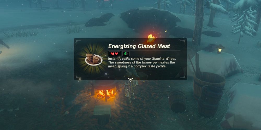 Link cooking Energized Glazed Meat in Breath of the Wild